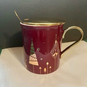 Holiday Christmas cup with lid and spoon (three piece)